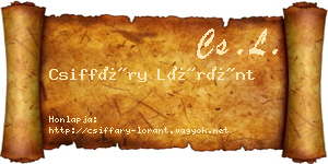 Csiffáry Lóránt névjegykártya